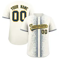 White Midnight Blue Phonetic Rhythm Baseball Jersey 1