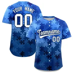 White Midnight Blue Puzzle Elements Baseball Jersey