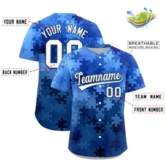 White Midnight Blue Puzzle Elements Baseball Jersey 2