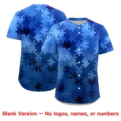White Midnight Blue Puzzle Elements Baseball Jersey 7