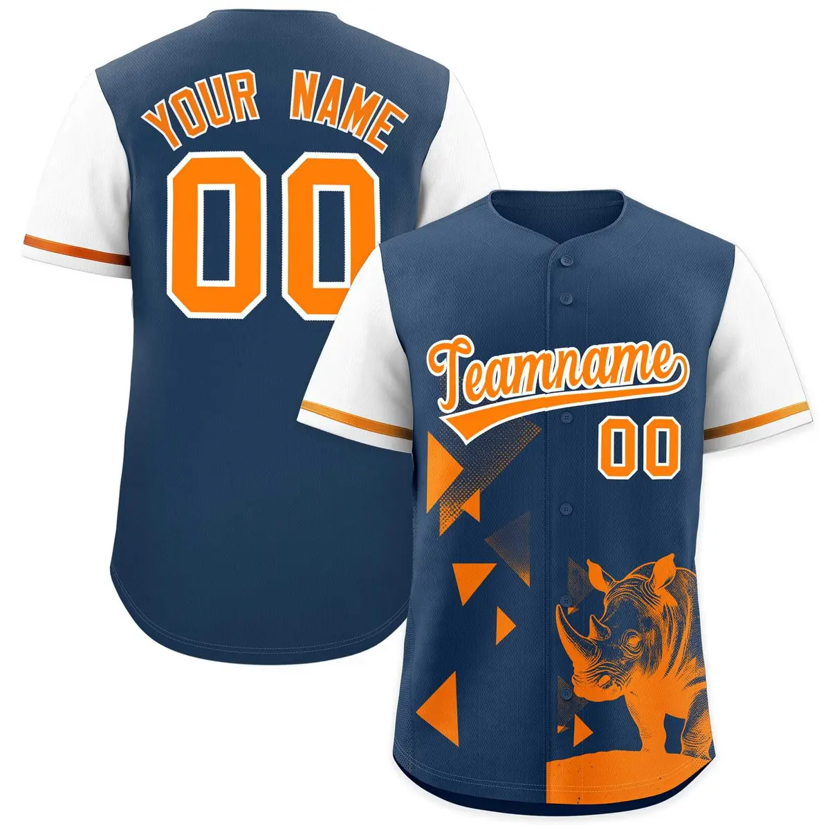 White Midnight Blue Raptor Series Raglan Baseball Jersey