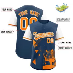 White Midnight Blue Raptor Series Raglan Baseball Jersey 2