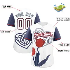 White Midnight Blue Red Mother's Day Graffiti Baseball Jersey 2