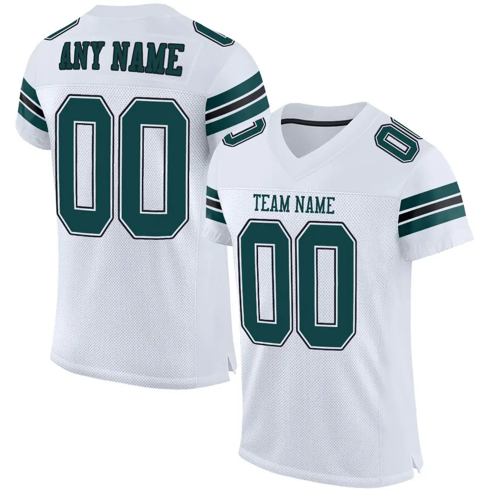 White Midnight Green-Black Mesh Football Jersey