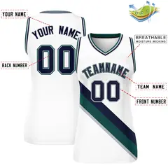 Women's White Midnight Green-Gray Slash Mesh Basketball Jersey 2