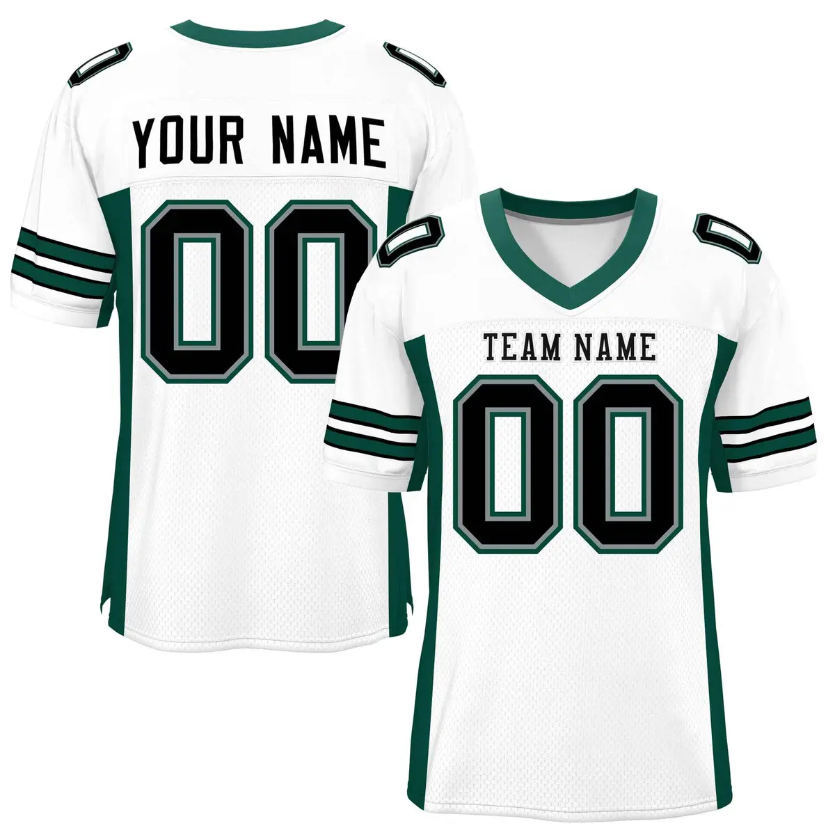 White Midnight Green Insert Color Mesh Football Jersey