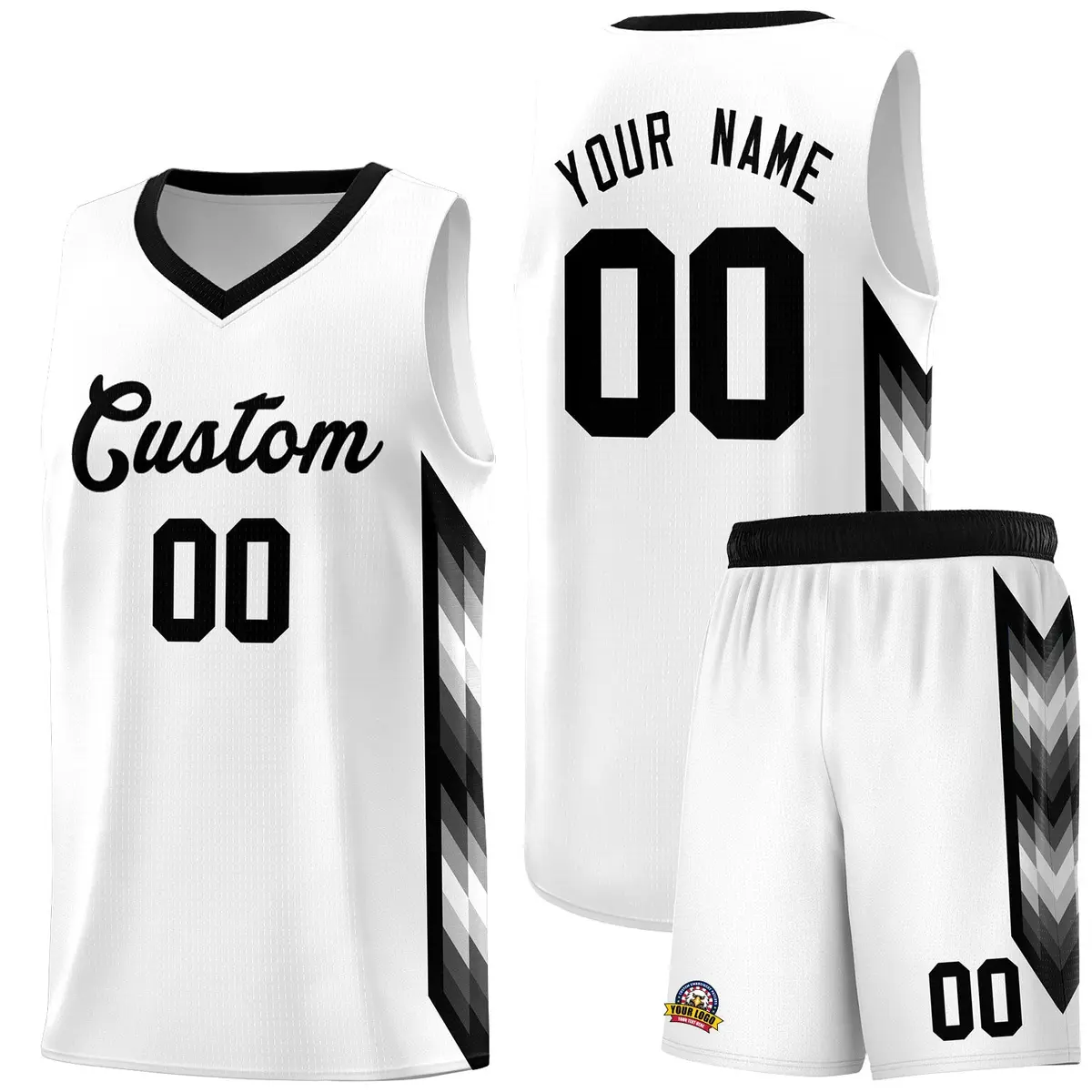 White Mosaic Gradient Fashion Basketball Jersey Uniform