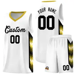 White Mosaic Gradient Fashion Basketball Jersey Uniform