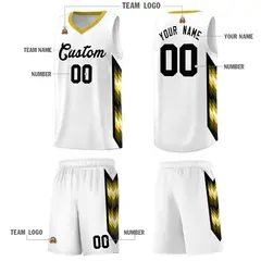White Mosaic Gradient Fashion Basketball Jersey Uniform 5