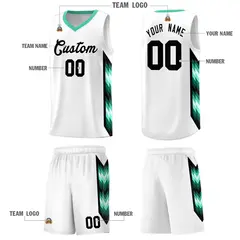 White Mosaic Gradient Fashion Basketball Jersey Uniform 5