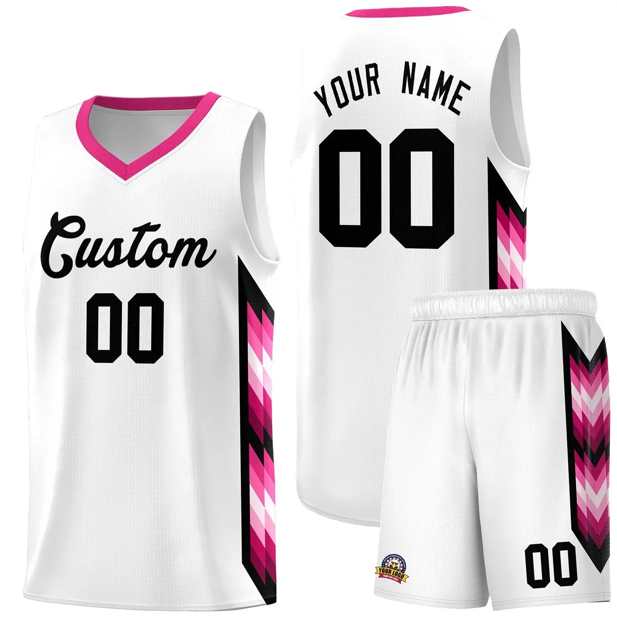 White Mosaic Gradient Fashion Basketball Jersey Uniform