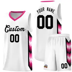 White Mosaic Gradient Fashion Basketball Jersey Uniform 1