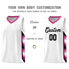 White Mosaic Gradient Fashion Basketball Jersey Uniform 3