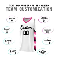 White Mosaic Gradient Fashion Basketball Jersey Uniform 4