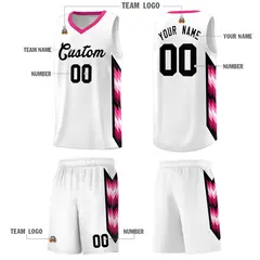 White Mosaic Gradient Fashion Basketball Jersey Uniform 5