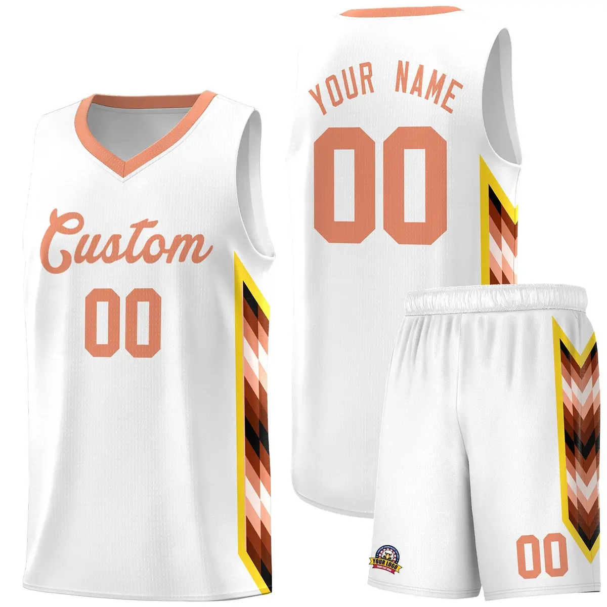 White Mosaic Gradient Fashion Basketball Jersey Uniform