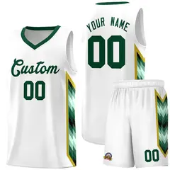 White Mosaic Gradient Fashion Basketball Jersey Uniform 1