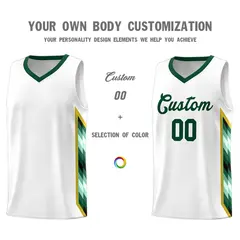 White Mosaic Gradient Fashion Basketball Jersey Uniform 3