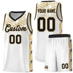 White Mosaic Stars Pattern Sports Uniform Basketball Jersey