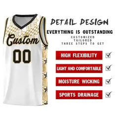 White Mosaic Stars Pattern Sports Uniform Basketball Jersey 2