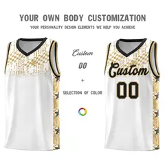 White Mosaic Stars Pattern Sports Uniform Basketball Jersey 3