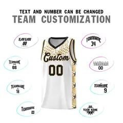 White Mosaic Stars Pattern Sports Uniform Basketball Jersey 4