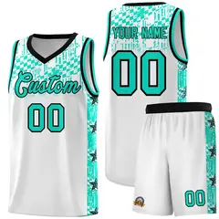 White Mosaic Stars Pattern Sports Uniform Basketball Jersey