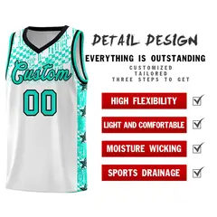 White Mosaic Stars Pattern Sports Uniform Basketball Jersey 2
