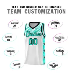 White Mosaic Stars Pattern Sports Uniform Basketball Jersey 4