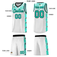 White Mosaic Stars Pattern Sports Uniform Basketball Jersey 5
