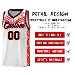White Mosaic Stars Pattern Sports Uniform Basketball Jersey 2