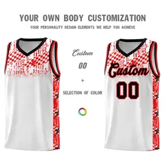 White Mosaic Stars Pattern Sports Uniform Basketball Jersey 3