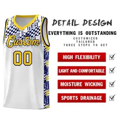 White Mosaic Stars Pattern Sports Uniform Basketball Jersey 2