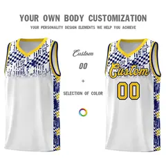White Mosaic Stars Pattern Sports Uniform Basketball Jersey 3