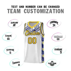 White Mosaic Stars Pattern Sports Uniform Basketball Jersey 4
