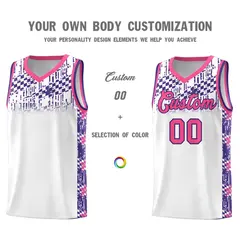 White Mosaic Stars Pattern Sports Uniform Basketball Jersey 3