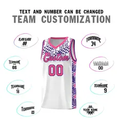 White Mosaic Stars Pattern Sports Uniform Basketball Jersey 4