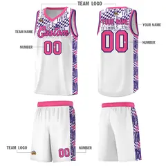 White Mosaic Stars Pattern Sports Uniform Basketball Jersey 5