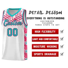White Mosaic Stars Pattern Sports Uniform Basketball Jersey 2
