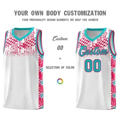 White Mosaic Stars Pattern Sports Uniform Basketball Jersey 3