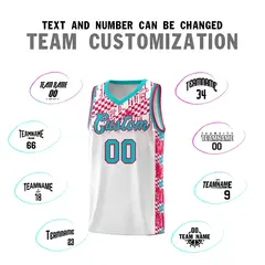 White Mosaic Stars Pattern Sports Uniform Basketball Jersey 4