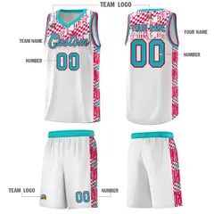 White Mosaic Stars Pattern Sports Uniform Basketball Jersey 5
