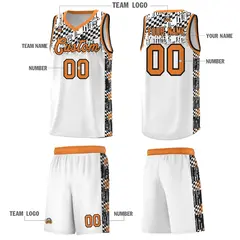 White Mosaic Stars Pattern Sports Uniform Basketball Jersey 5