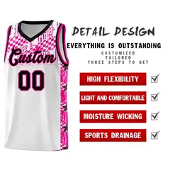 White Mosaic Stars Pattern Sports Uniform Basketball Jersey 2