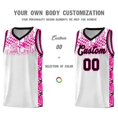 White Mosaic Stars Pattern Sports Uniform Basketball Jersey 3
