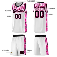 White Mosaic Stars Pattern Sports Uniform Basketball Jersey 5