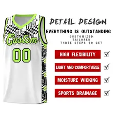 White Mosaic Stars Pattern Sports Uniform Basketball Jersey 2