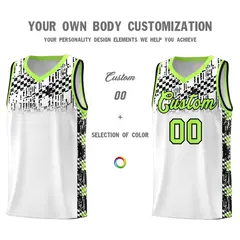 White Mosaic Stars Pattern Sports Uniform Basketball Jersey 3