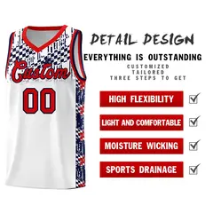 White Mosaic Stars Pattern Sports Uniform Basketball Jersey 2