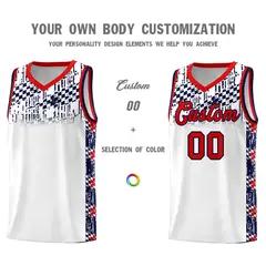 White Mosaic Stars Pattern Sports Uniform Basketball Jersey 3